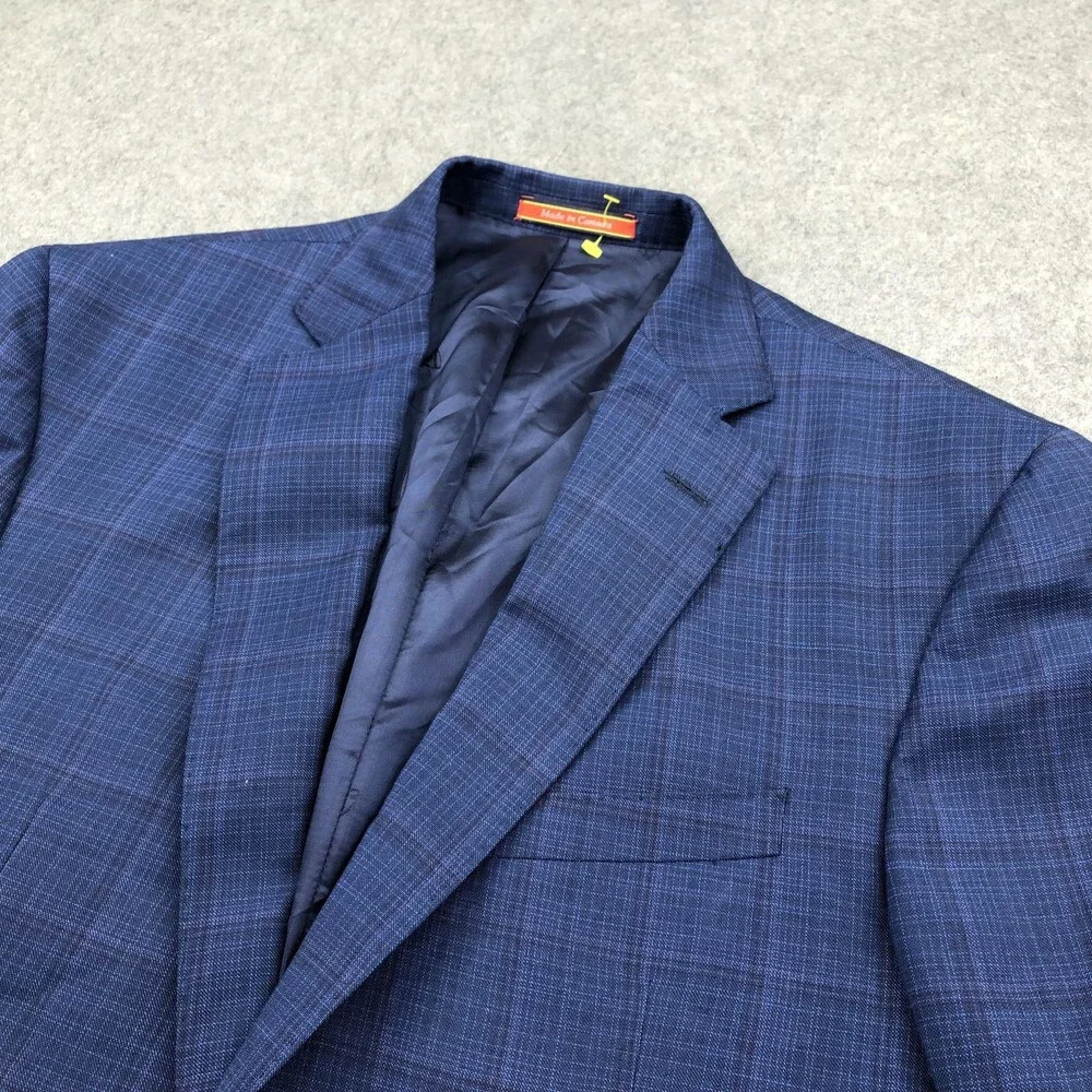 Cremieux Blazer Mens 42L Blue Plaid Loro Piana Wool Sport Coat Jacket Canada